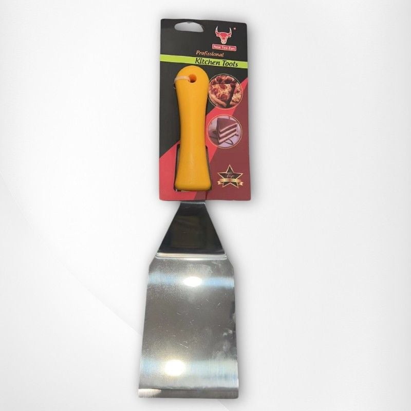 Spatulă mare profesională din inox cu mâner galben din plastic Engros