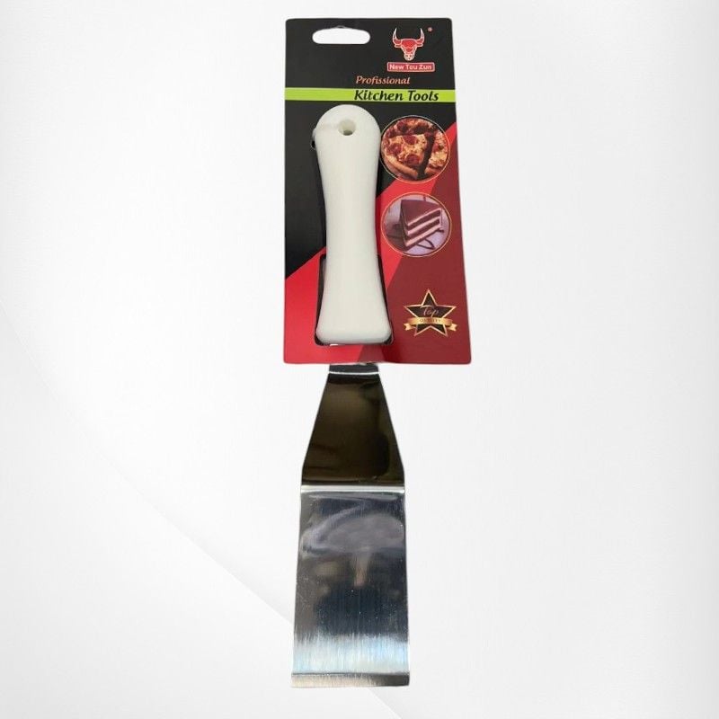 Spatulă profesională din inox cu mâner alb din plastic Engros
