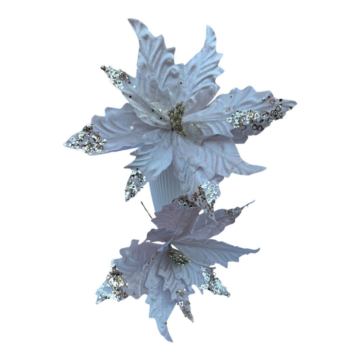 Crăciunițä ornament flore en gross 35 cm alba