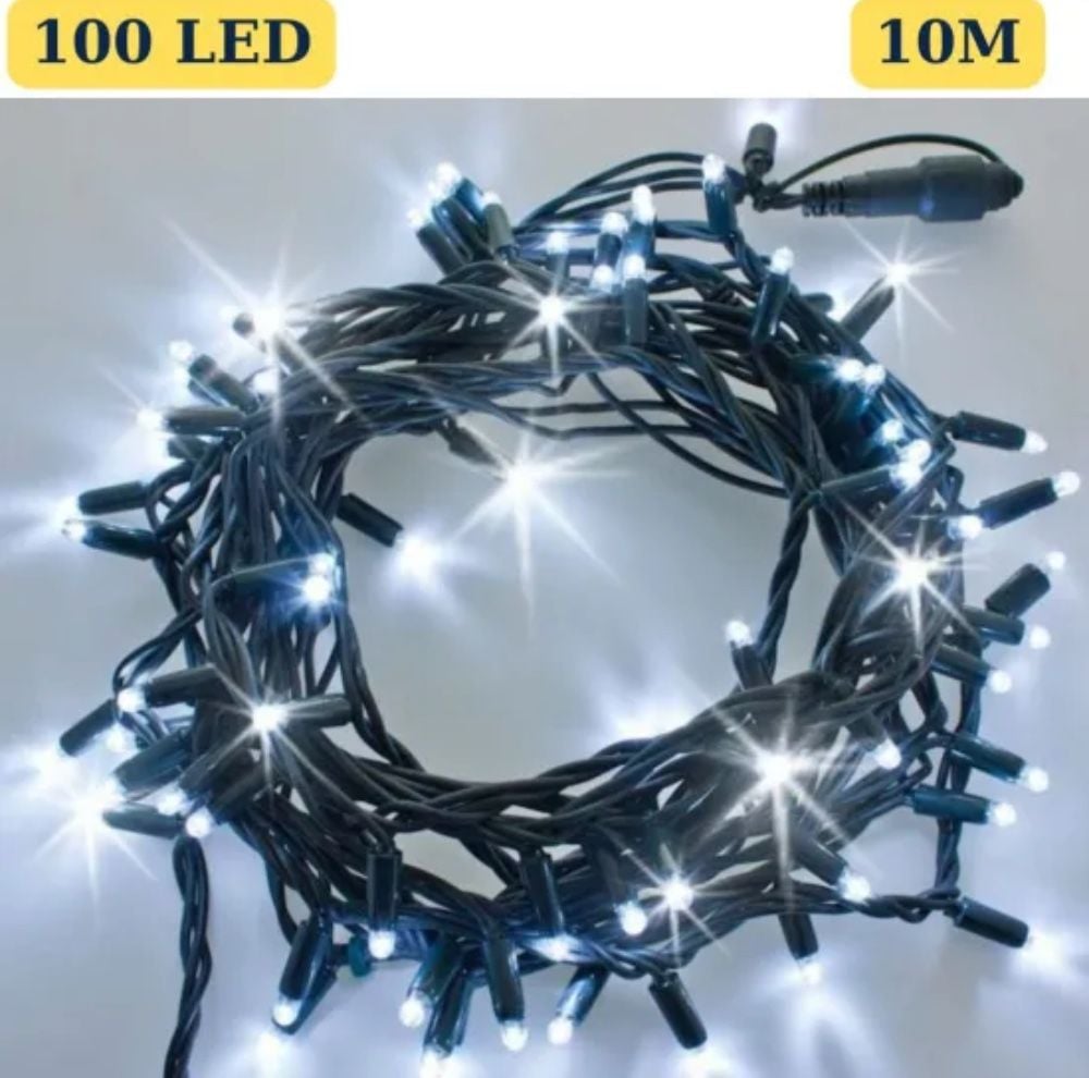 Instalatii 100 Led 10m fir Negru bec alb rece engros