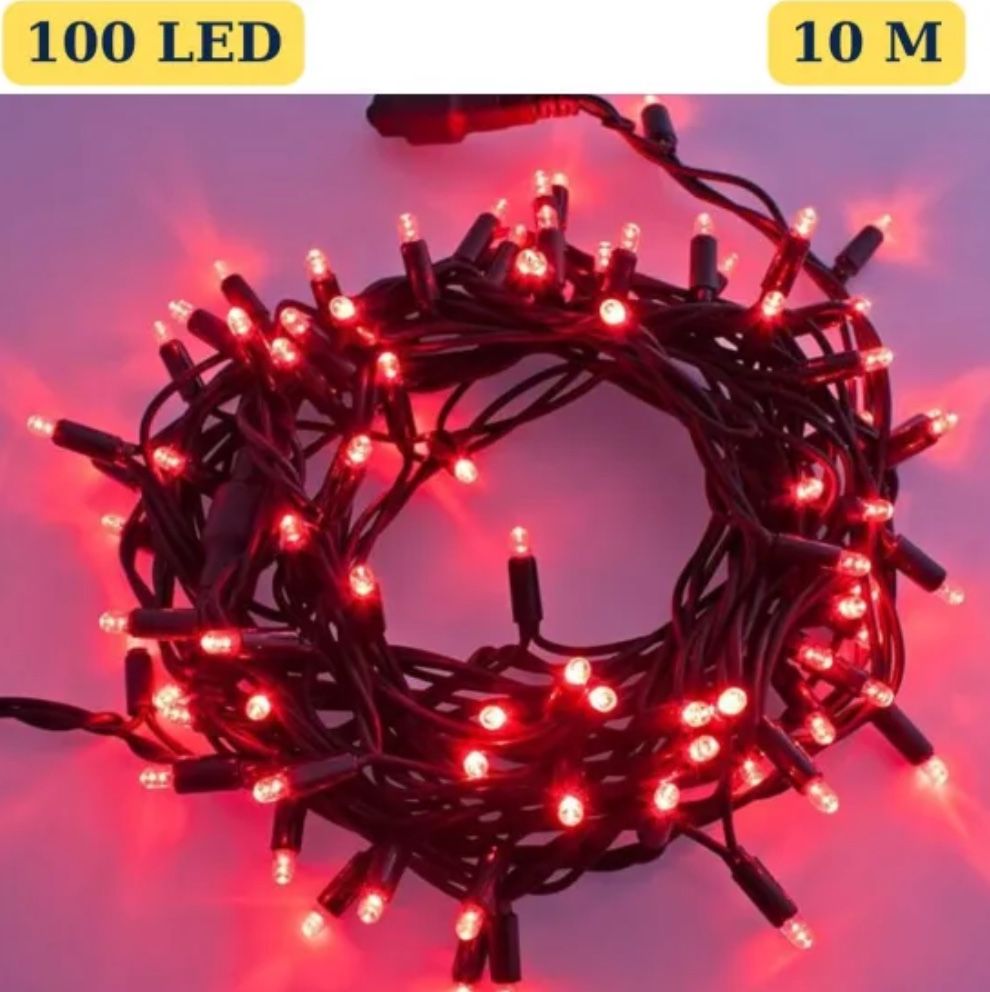 Instalatii 100 Led 10m fir Negru bec roșu engros