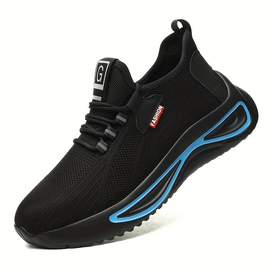 Pantofi de siguranță cu vârf din oțel și talpă anti-înțepare – model sport, negru cu albastru, TMXP128273