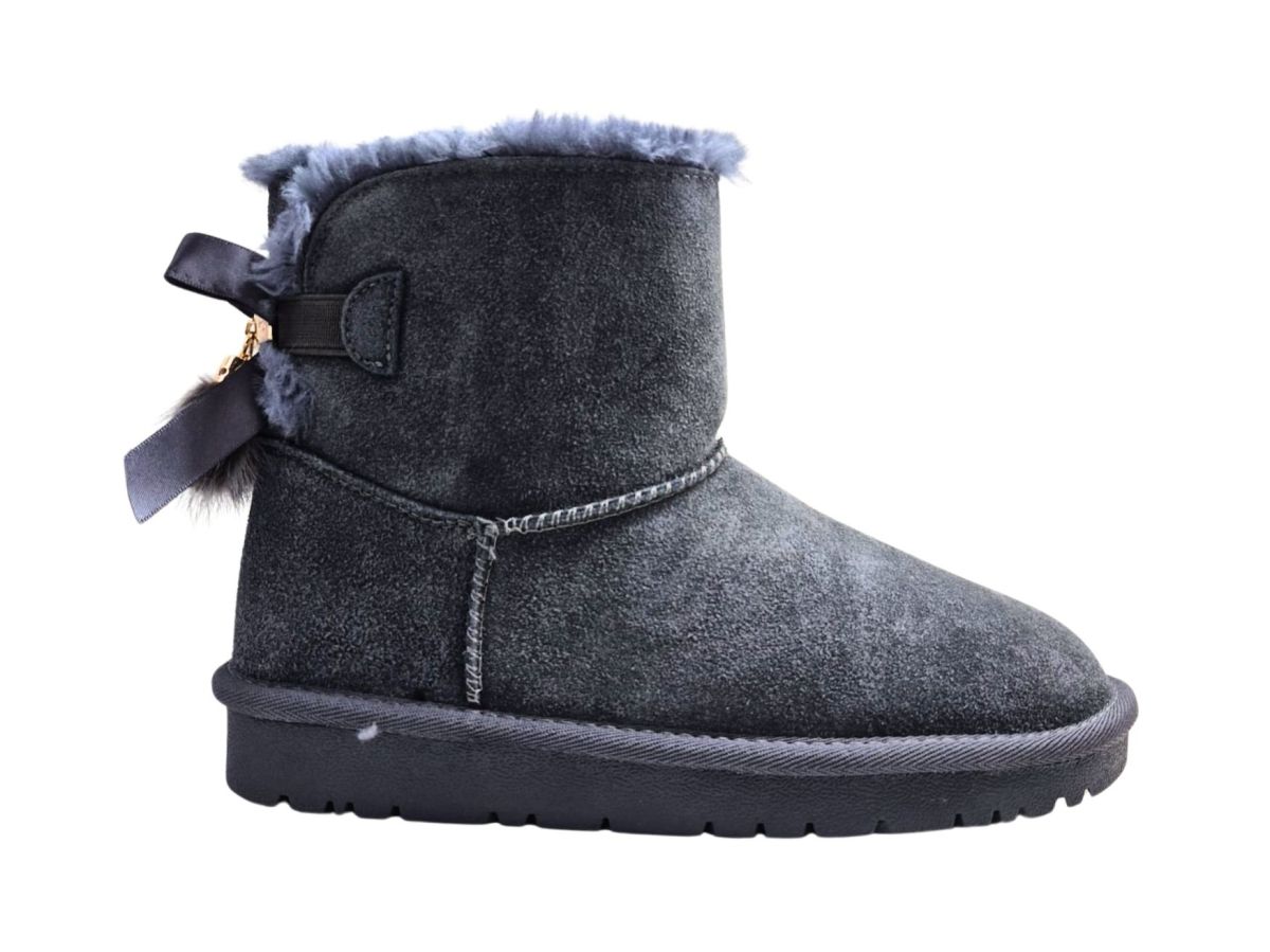 Cizme Dama Tip UGG, Piele Naturala, GGM, Interior Imblanit, Accesoriu Fundita, Talpa Usoara, Antiderapanta, Engross, Marimi 36-40, 8buc/bax gri