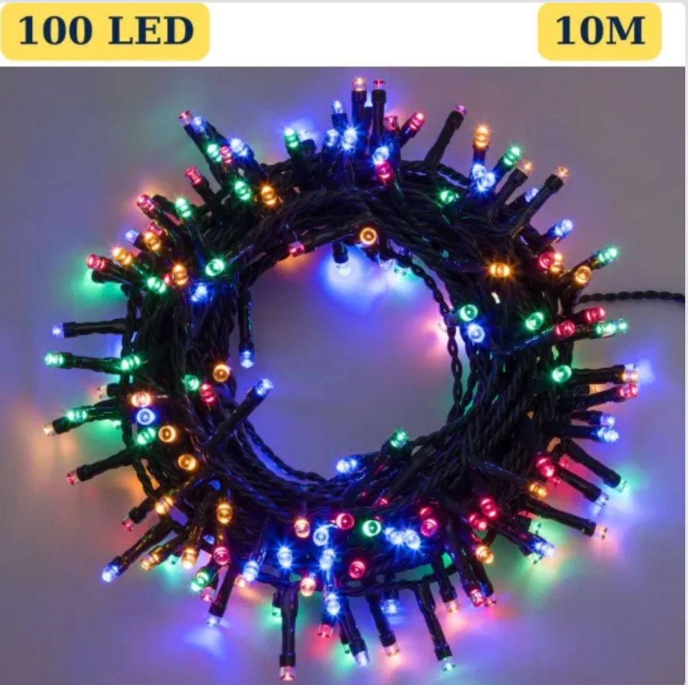 Instalație 100 LED – 10 metri, fir negru en-gros