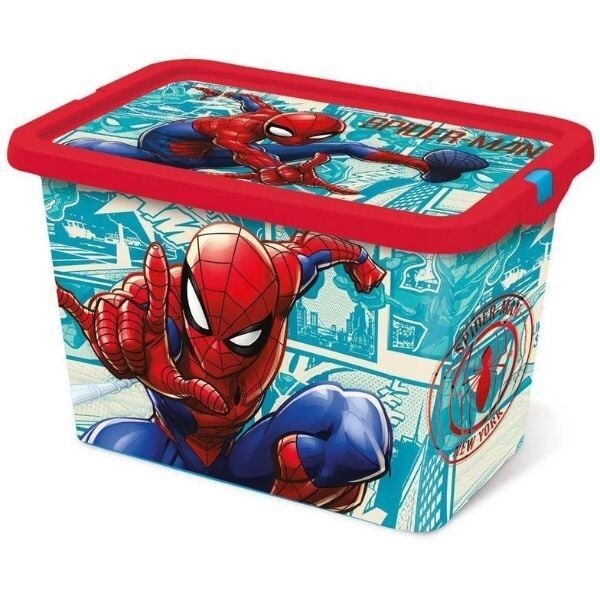 Cutie pentru depozitarea jucariilor Stor, model Spider-Man, cu capac, 7l, multicolor, 18.5x19.2x28.7 cm Engros