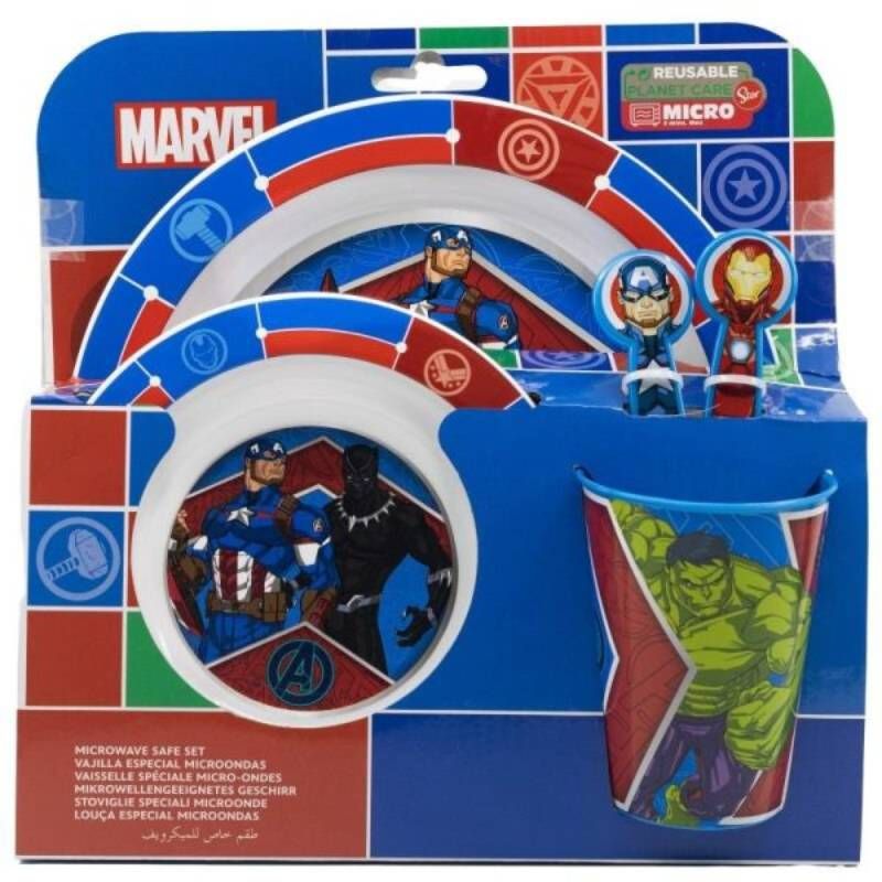 Set 5 piese pentru servit masa, plastic, fara BPA, multicolor, utilizabil la microunde, Avengers, Marvel Engros