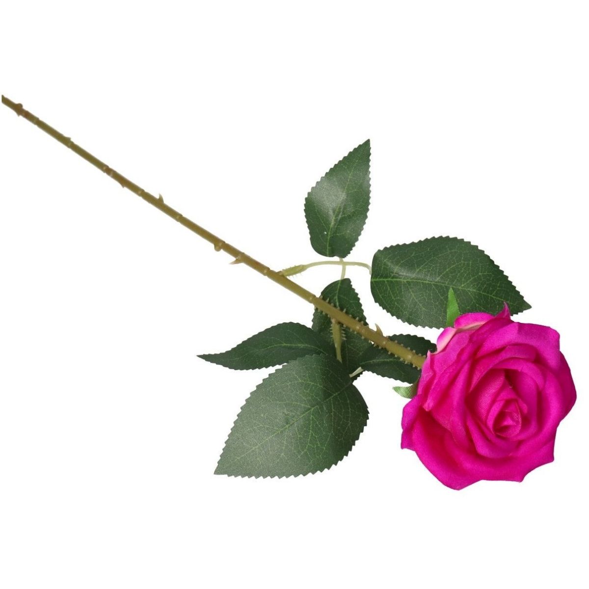 Trandafir roz intens artificial premium din matase – aspect natural, 45 cm, floare decorativa eleganta pentru cadouri si aranjamente