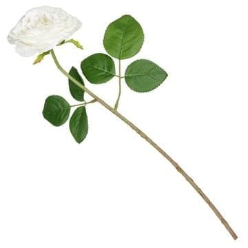 Trandafir alb artificial premium din matase – aspect natural, 45 cm, floare decorativa eleganta pentru cadouri si aranjamente