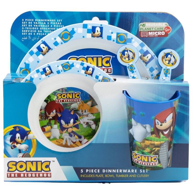 Set 5 piese pentru servit masa, plastic, fara BPA, multicolor, utilizabil la microunde, Sonic Engros