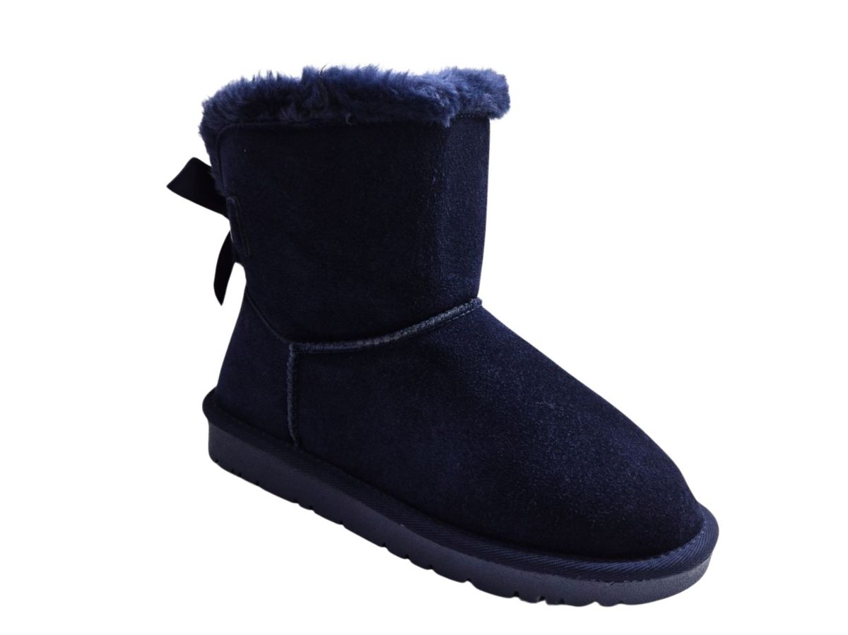 Cizme Dama Tip UGG, Piele Naturala, GGM, Accesoriu Fundita, Interior Imblanit, Talpa Moale Antiderapanta, Engross, Marimi 36-40, 8buc/bax bleumarin