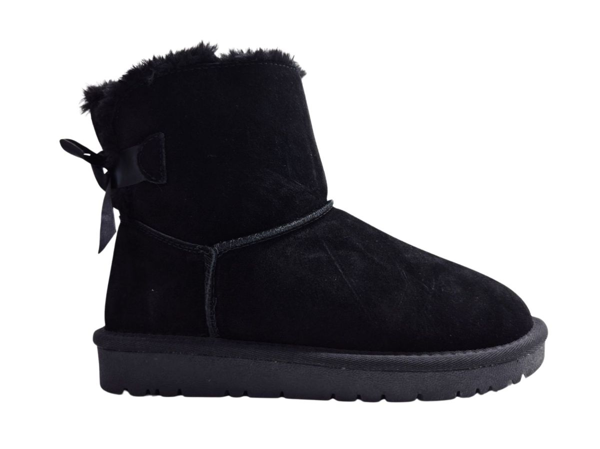 Cizme Dama Tip UGG, Piele Naturala, GGM, Accesoriu Fundita, Interior Imblanit, Talpa Moale Antiderapanta, Engross, Marimi 36-40, 8buc/bax negru