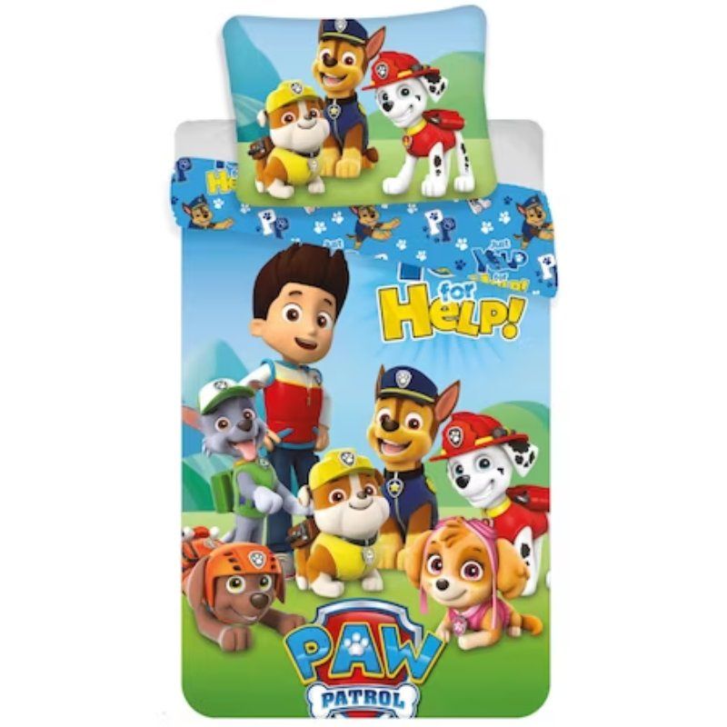 Set husa pilota si fata de perna, Model Paw Patrol, Bumbac, 140A 200 cm 70A 90 cm, Multicolor Engros