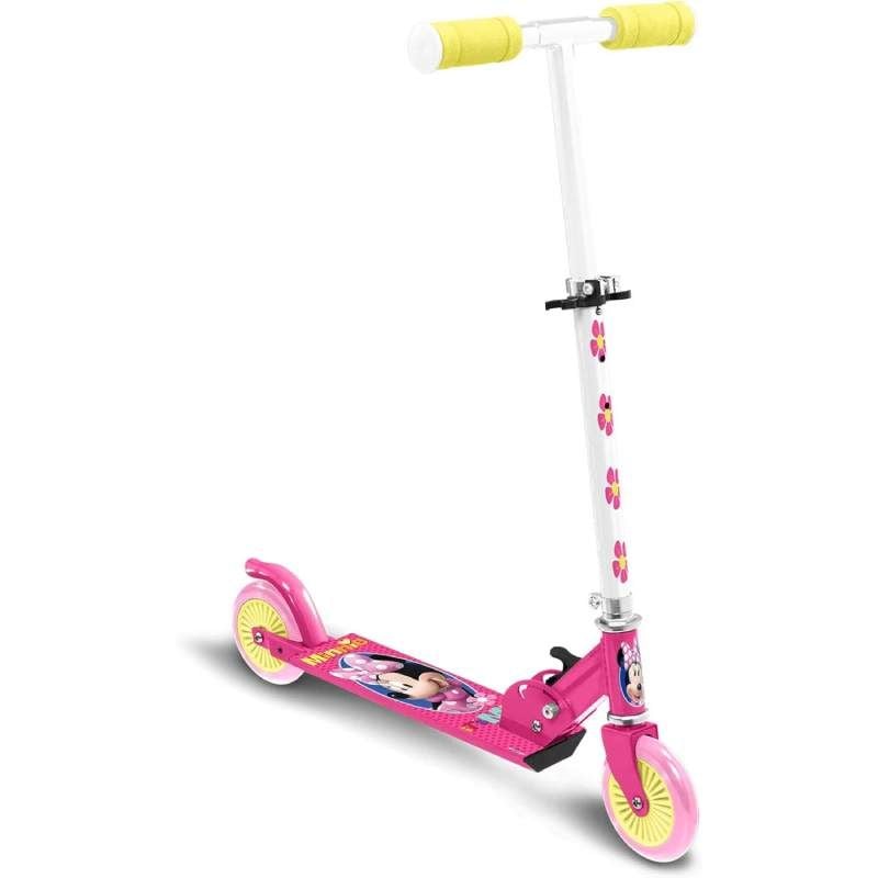 Trotineta pliabila cu 2 roti 3 ani +, multicolor, ghidon ajustabil, manere pliabile, platforma antiderapanta, frana posterioara cu piciorul, Minnie Mouse Engros