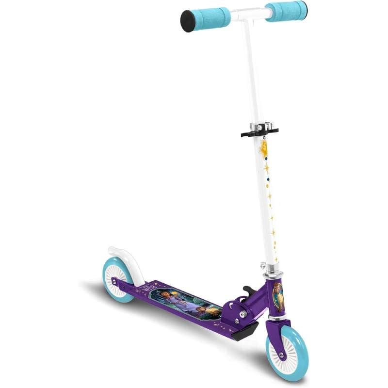 Trotineta pliabila cu 2 roti 3 ani +, multicolor, ghidon ajustabil, manere pliabile, platforma antiderapanta, frana posterioara cu piciorul, Wish, Disney Engros