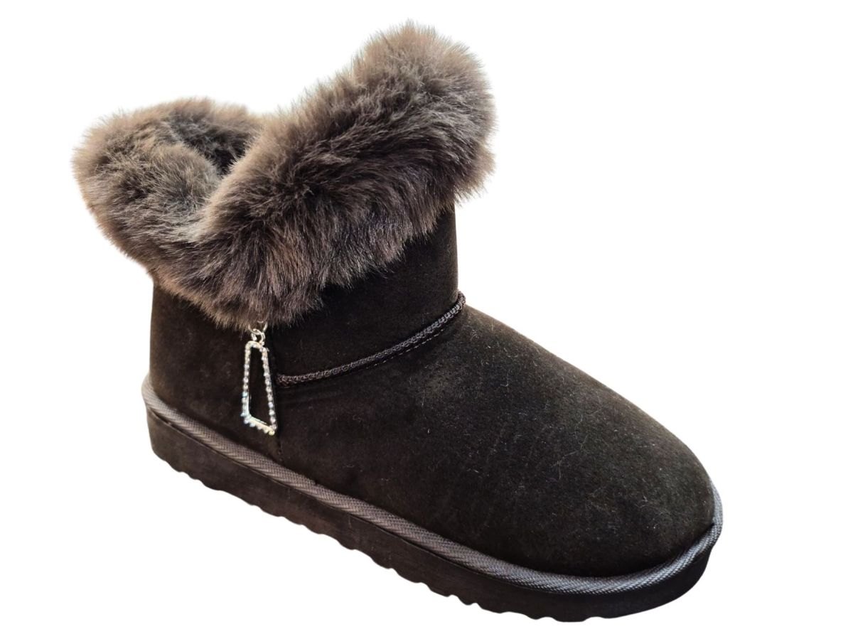 Cizme Scurte Dama Tip Ugg, Interior Imblanit, Accesoriu Decorativ Stralucitor, Material Tip Velur, Talpa Antiderapanta, Engross, Marimi 37-42, 8buc/bax