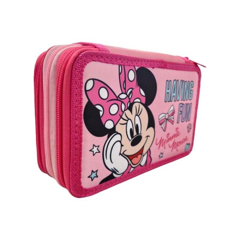 Penar cu 3 compartimente, 20x13x7 cm, echipat, 43 piese, multicolor, Minnie Mouse Engros