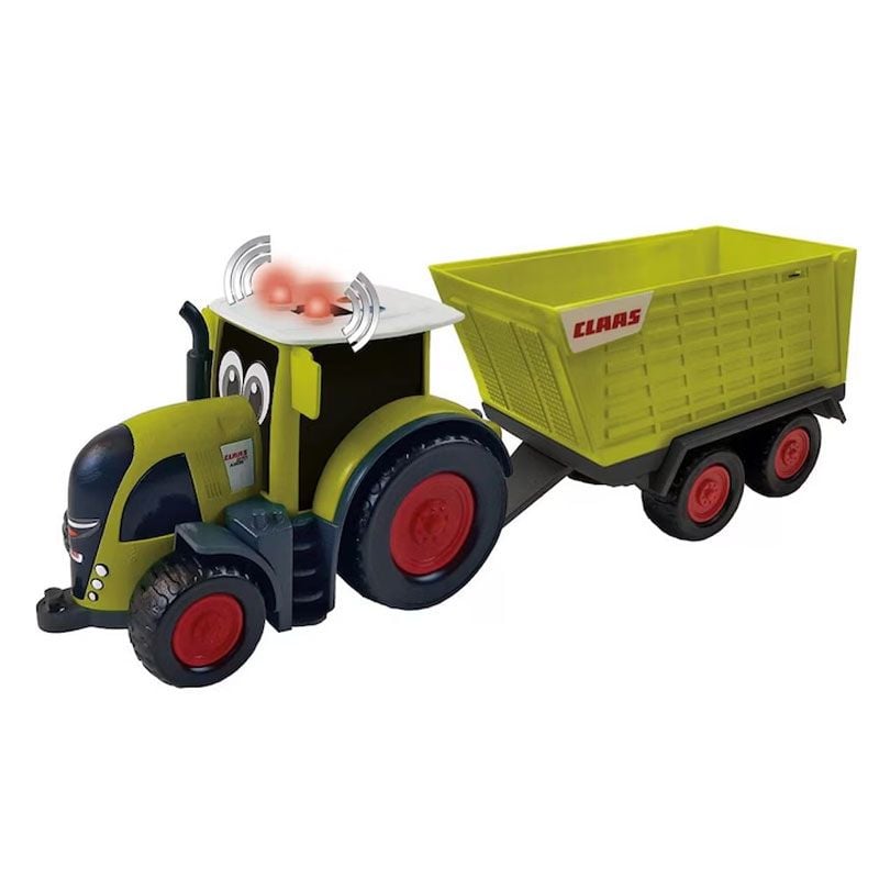 Set Claas, tractor Axion 870 cu remorca Cargos 750, cu sunete si lumini, multicolor Engros