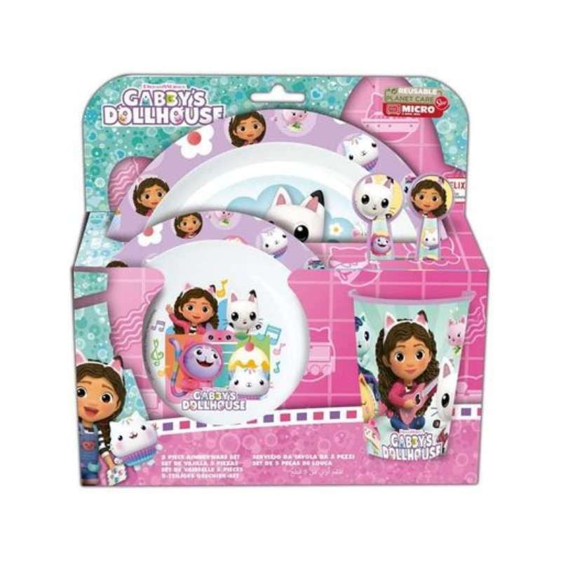 Set vesela 5 piese, plastic fara BPA, Gabby s Dollhouse, Engros