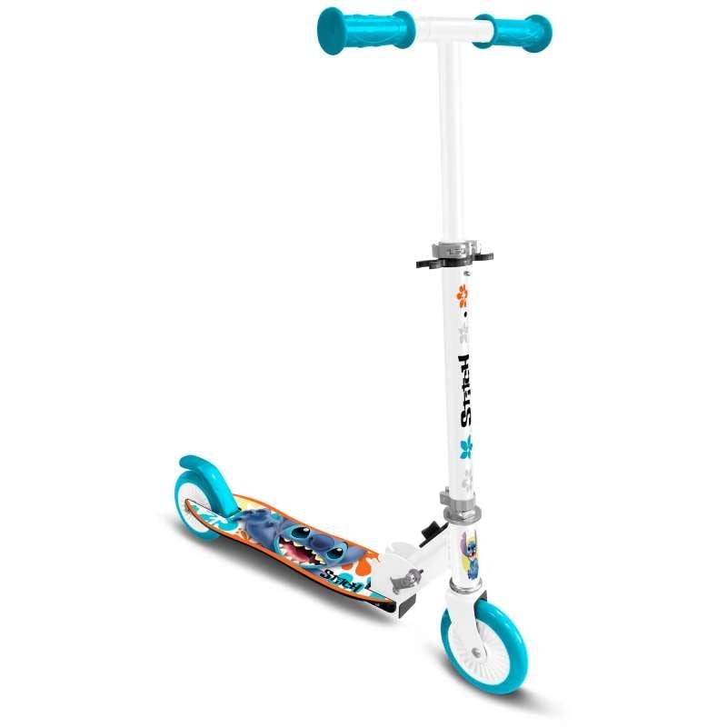 Trotineta pliabila cu 2 roti 3 ani +, sarcina maxima 50 kg, rulmenti ABEC 5, multicolor, ghidon ajustabil, manere pliabile, platforma antiderapanta, frana posterioara cu piciorul, Stitch Engros