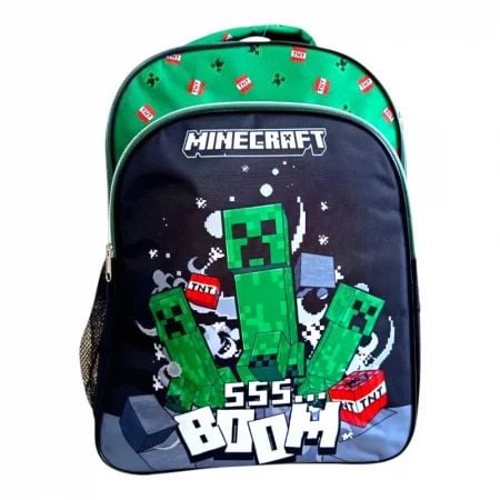 Ghiozdan copii, 42x30x17 cm, cu trei compartimente si doua buzunare laterale, multicolor, bretele ergonomice, intarite si ajustabile, benzi reflectorizante, Minecraft Engros