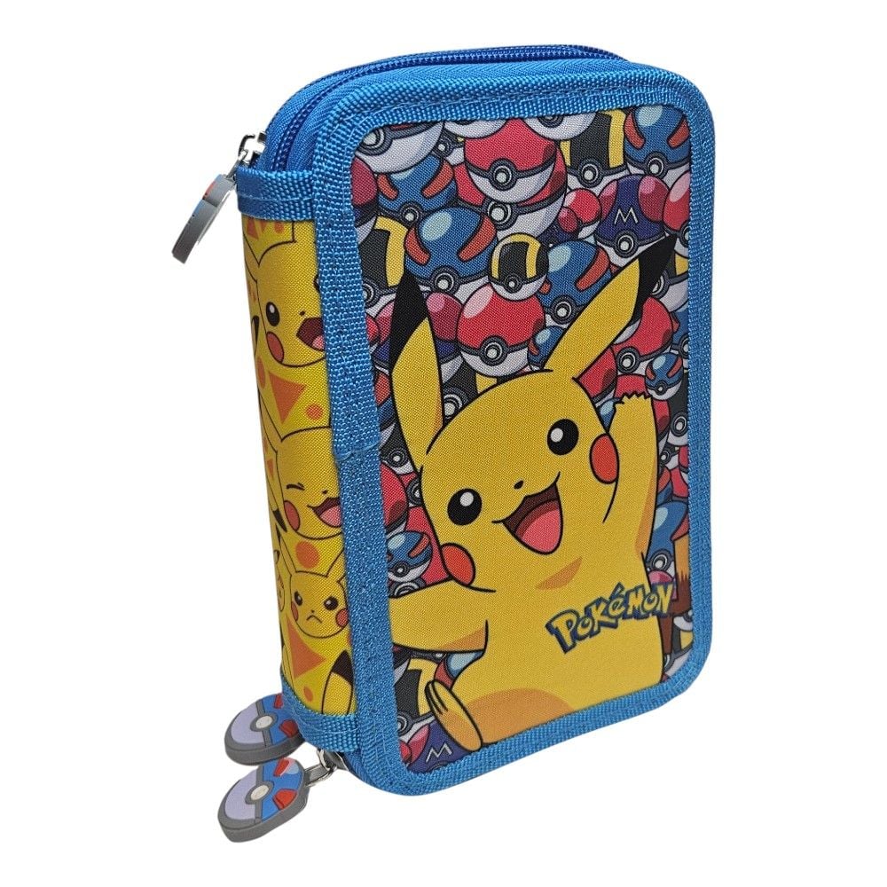 Penar cu trei compartimente, echipat, 43 piese, multicolor, Happy, Pokemon Engros