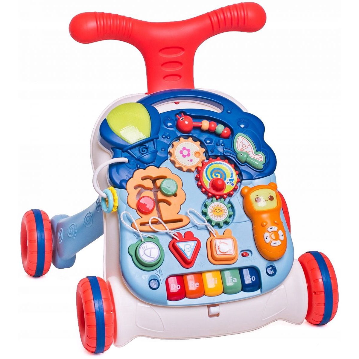 Antemergator Multifunctional 5-in-1 ,   Masa Interactiva Detasabila, Lumini si Sunete, Panou Muzical, Moduri Senzoriale de Joaca, Albastru Engros