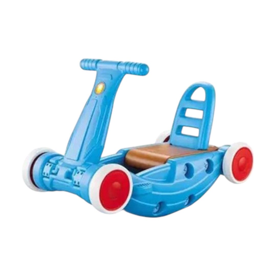Premergator, Balansoar si Suport de Sprijin, Cu Roti pentru Mobilitate Usoara, Scaun Captusit si Spatar Ergonomic, Ideal pentru Invatarea Mersului Independent, Albastru Engros