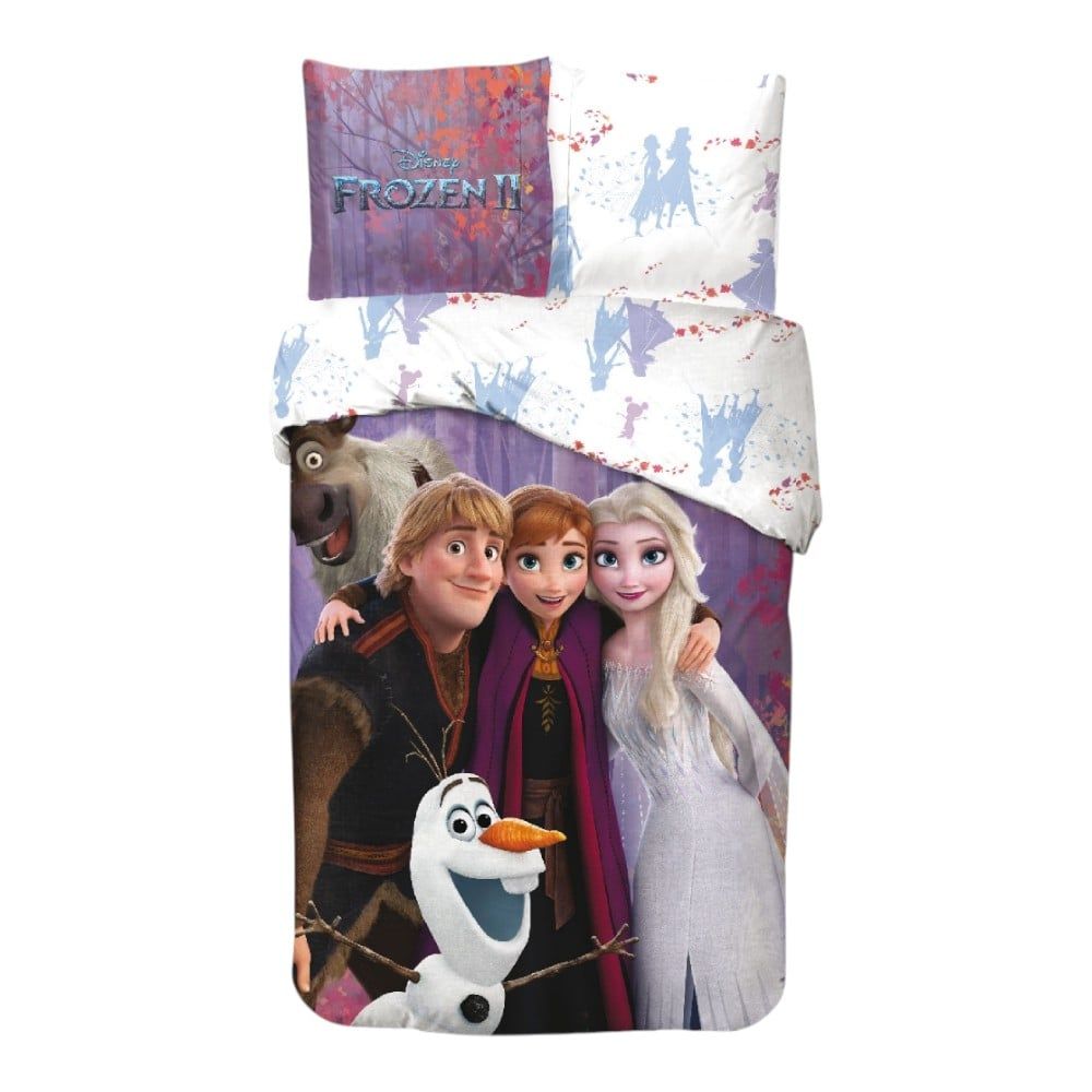 Set lenjerie pat, 100% bumbac, 2 piese, 140x200 cm, 65x65 cm, multicolor, Happy, Frozen Engros