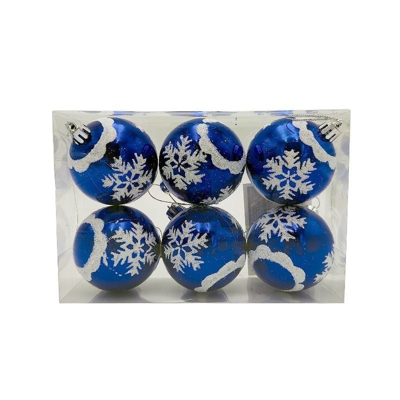 Set 6 globuri de Craciun pentru brad – 17x12x6cm, nuanta albastru regal