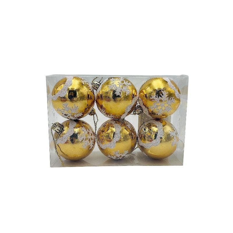 Set 6 globuri de Craciun pentru brad – 17x12x6cm, nuanta auriu fin