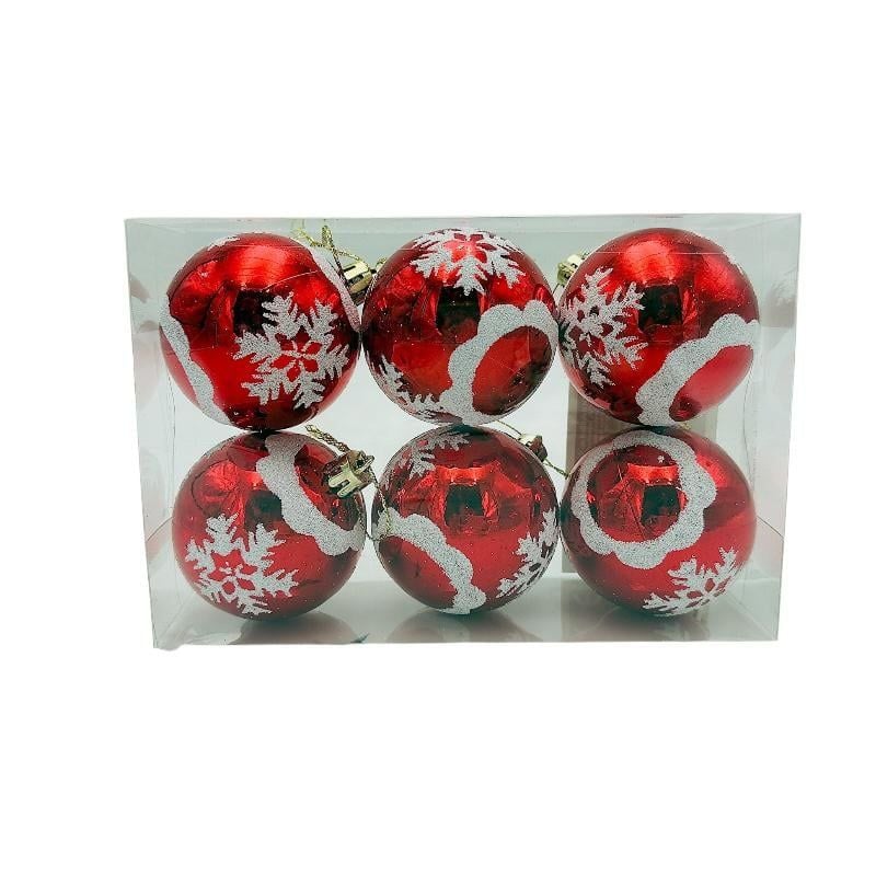 Set 6 globuri de Craciun pentru brad – 17x12x6cm, nuanta rosu intens