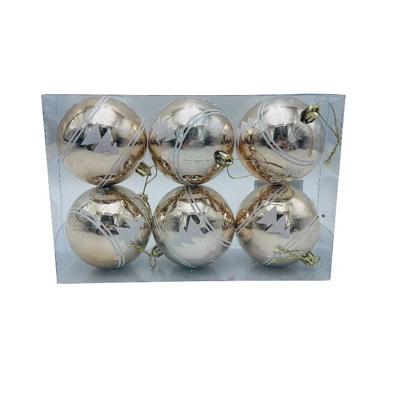 Set 6 globuri de Craciun pentru brad – 23x15x8cm, nuanta champagne