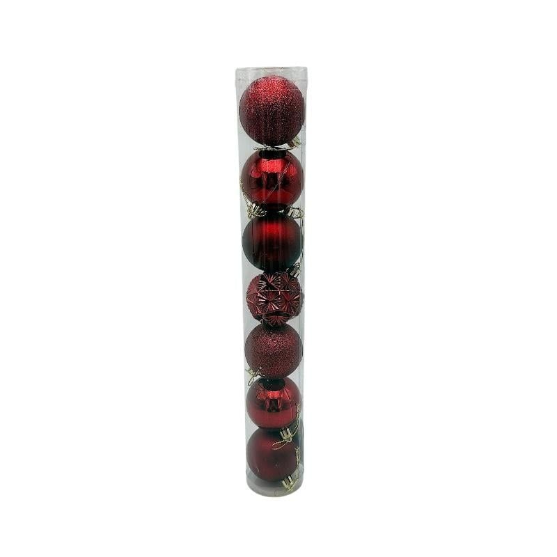 Set 7 globuri de Craciun pentru brad – 40x6x6cm, nuanta bordo