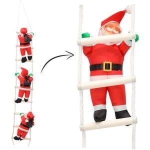 Trei Moși pe scară decorativă 100 cm – decor suspendat de Crăciun