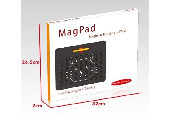 Tabla magnetica pentru desen cu bilute metalice, 714 piese, 32×26.5×2cm, +3ani,