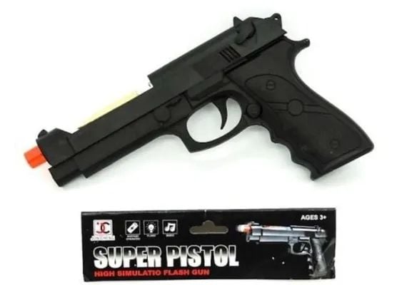 Pistol negru de jucarie, cu sunete și lumini, aprox 25cm,