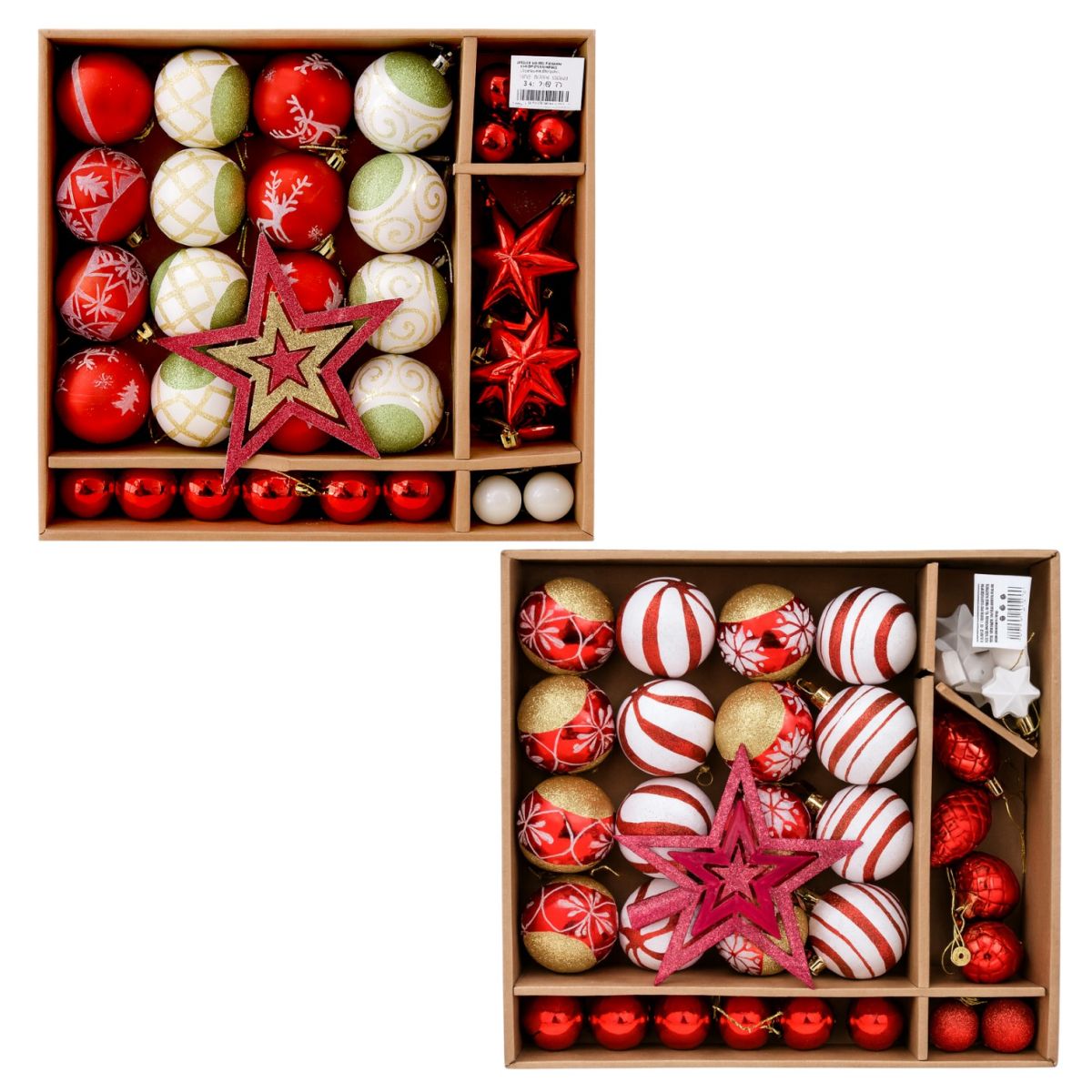 Globuri 34/set de Crăciun 6cm, cu Stea Decorativă 13cm, Diferite Modele Engros