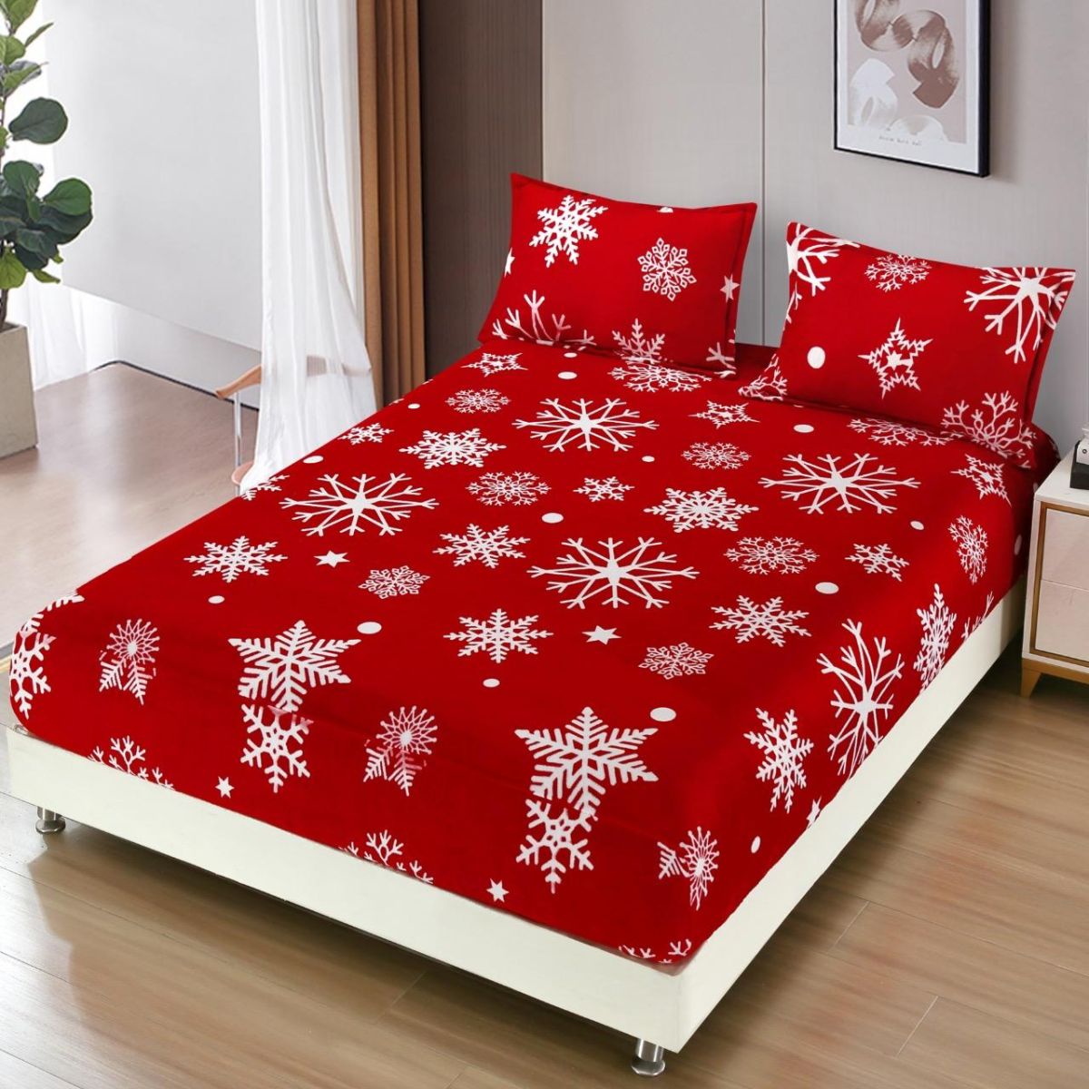 Trio Huse Craciun En-Gros, SERIE 3 MODELE, Material Cocolino Premium, Set 3 Piese, pentru Pat Dublu, 180x200cm, cu 2 Fete de Perna