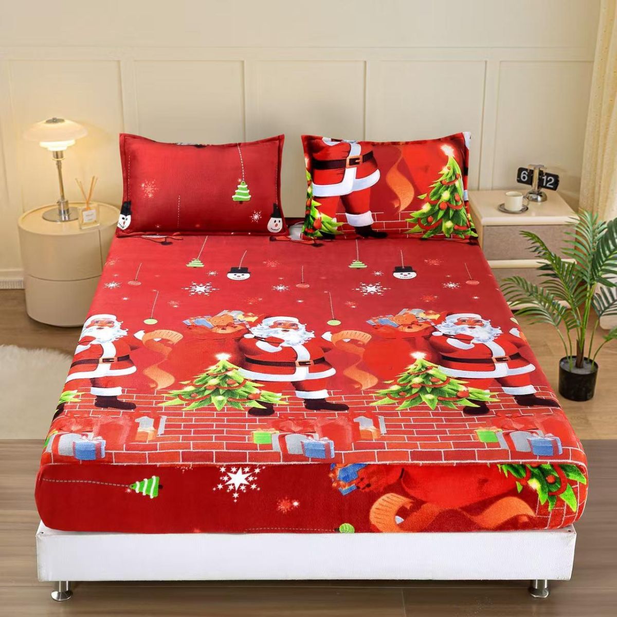 TRIO Huse Craciun En-Gros, SERIE 3 MODELE, Material Cocolino Premium, Set 3 Piese, pentru Pat Dublu, 180x200cm, cu 2 Fete de Perna