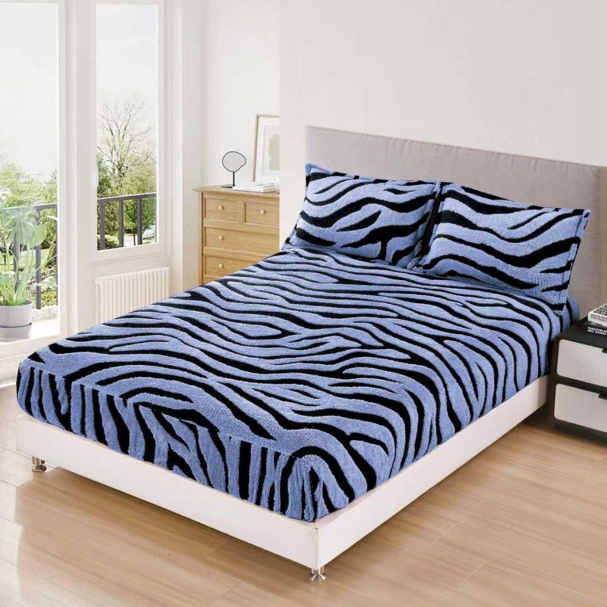 Trio Huse Tigrate En-Gros, SERIE 3 CULORI, Material Cocolino Premium cu Elastic, Set 3 Piese, 180x200 CM, cu 2 Fete de Perna Incluse