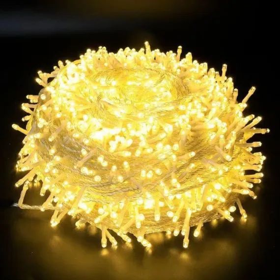 Instalație 100 LED – 10 metri, fir transparent bec alb cald V5 engros