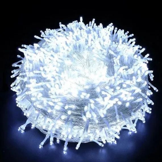 Instalație 200 LED – 18 metri, fir transparent bec alb rece V5 engros