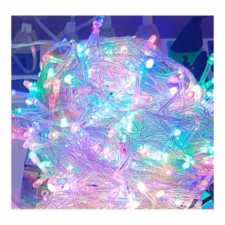 Instalație 200 LED – 18 metri, fir transparent bec multicolor V5 engros