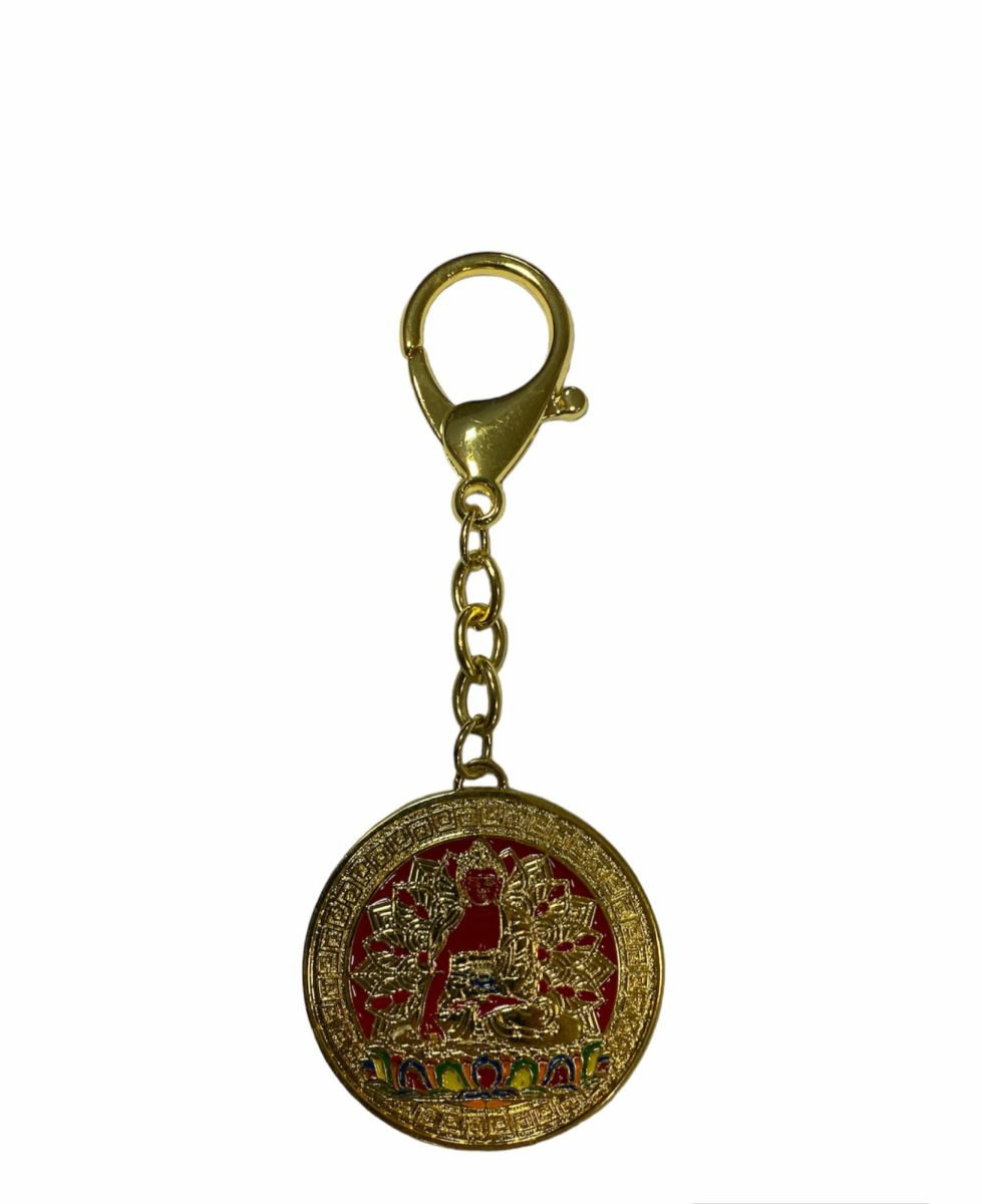 Breloc Amuleta Feng Shui din metal cu Tara, ROSU