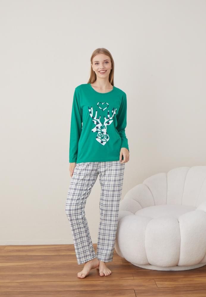 Pijama Dama Craciun ,maneca lunga ,pantaloni lungi,Engros