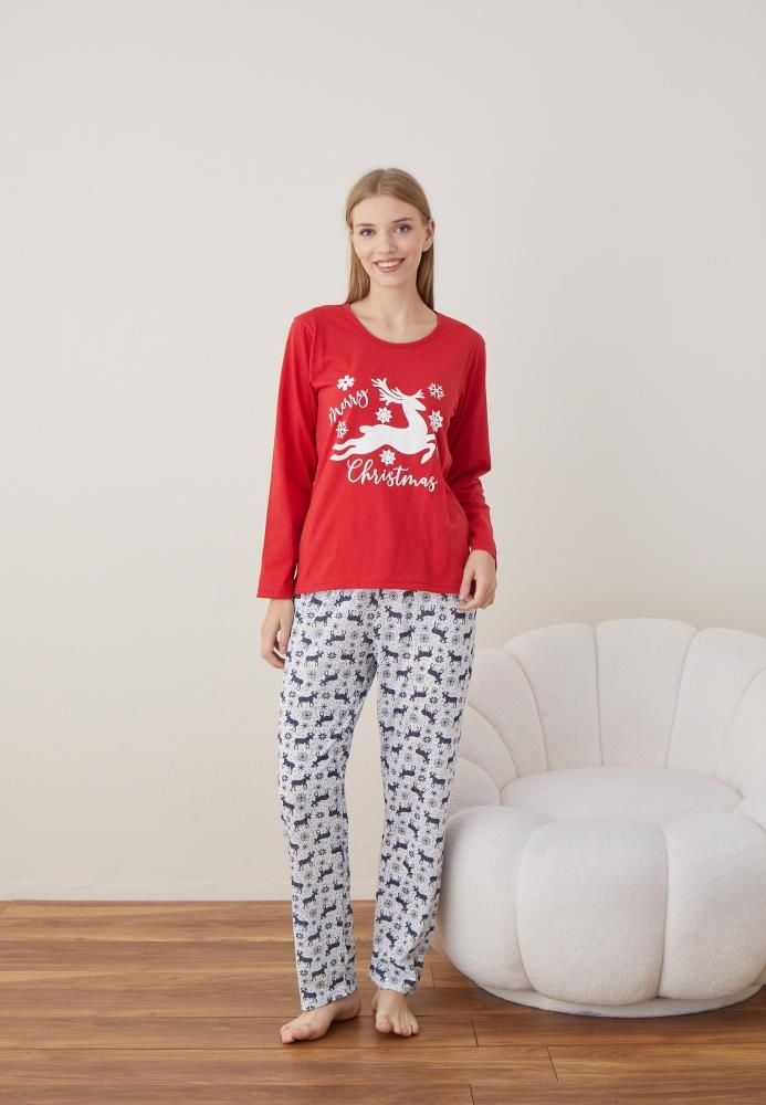 Pijama Dama Craciun ,maneca lunga ,pantaloni lungi,Engros