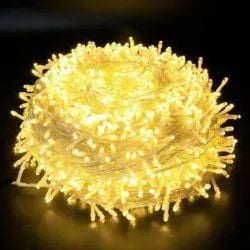 Instalație 200 LED – 18 metri, fir transparent bec alb cald V5 engros