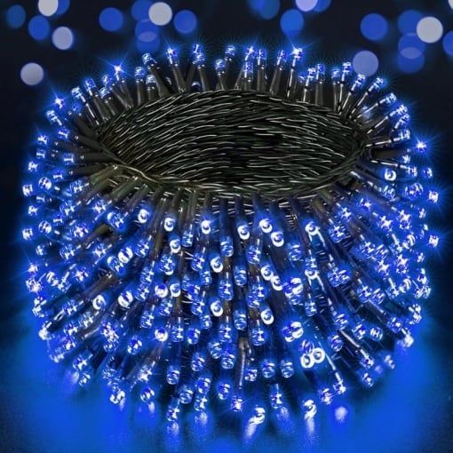 Instalatie tip sir cu 100 LED-uri, 10 metri, lumina albastră,
