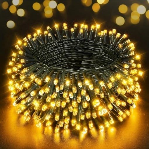 Instalatie tip sir cu 100 LED-uri, 10 metri, lumina galbena/alba,