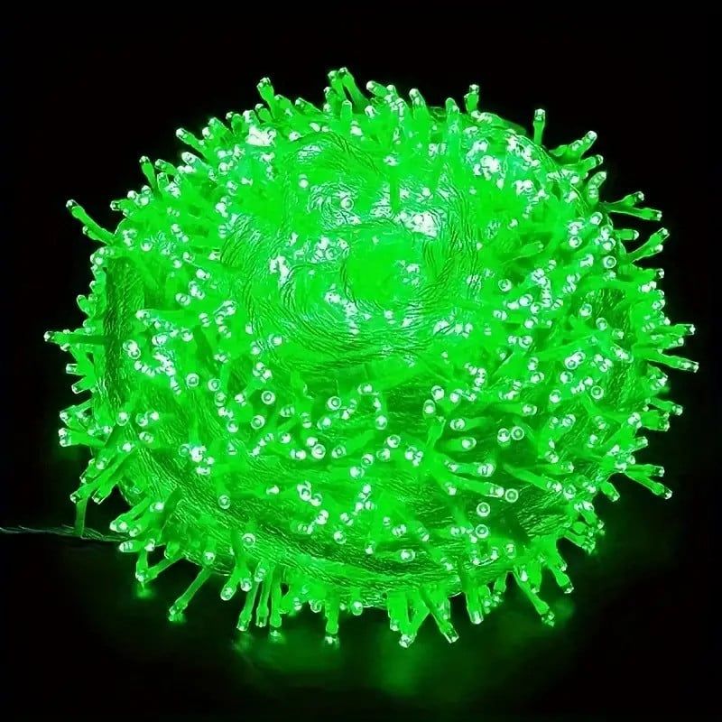 Instalatie tip sir cu 100 LED-uri, 10 metri, lumina verde,